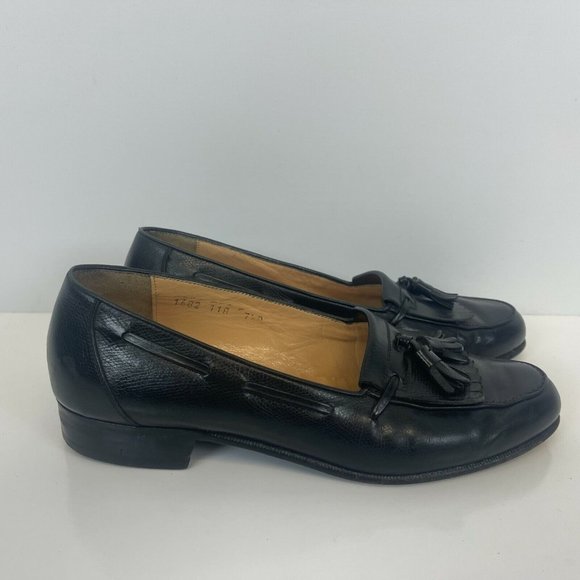 Salvatore Ferragamo Tassle Slip On Loafers Leather Black Italy Mens Size 7.5 D - Picture 3 of 7